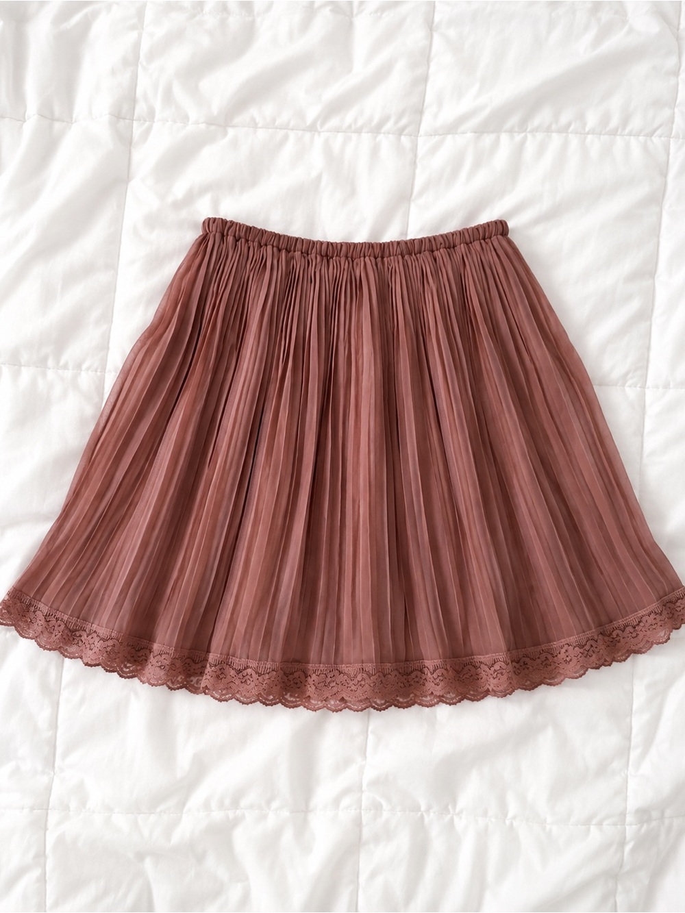 Kimchi Blue Size S Dusty Rose Pleated Lace Trim Mini Skirt Boho Romantic